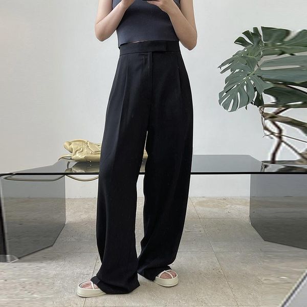 

women's pants & capris summer korean ins blogger wind drape high-waisted straight wide-leg casual trousers loose thin women, Black;white