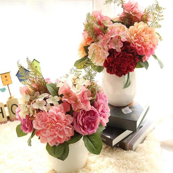 

decorative flowers & wreaths artificial for decoration rose peony silk small bouquet flores party spring wedding mariage fake flower
