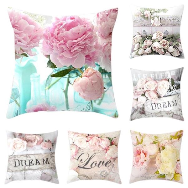 

pillow case 6pcs peach velvet pillowcase colorful flowers throw covers for home sofa bedroom pink red roses plush pillowcases