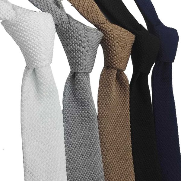 

huishi slim fashion knitted ties for men 5.5 cm solid black white gray blue burgundy tie, Blue;purple