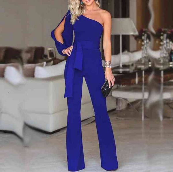 

women's two piece pants jumpsuits for women fashion womens rompers party clubwear playsuit jumpsuit wide leg one shoulder long trousers, White