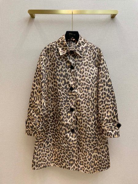 

women's trench coats ik0630 autumn fashion women luxury leopard coat female outerwear overcoat gdnz, Tan;black