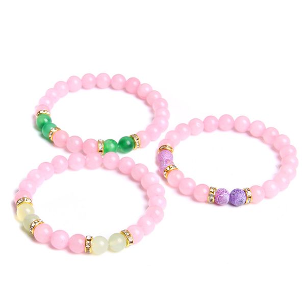 Weibliche Rosenquarzkristalle Steinperlen Perlenarmband für Frauen Schmuck Geschenk Großhandel rosa Armbänder Dropshipping