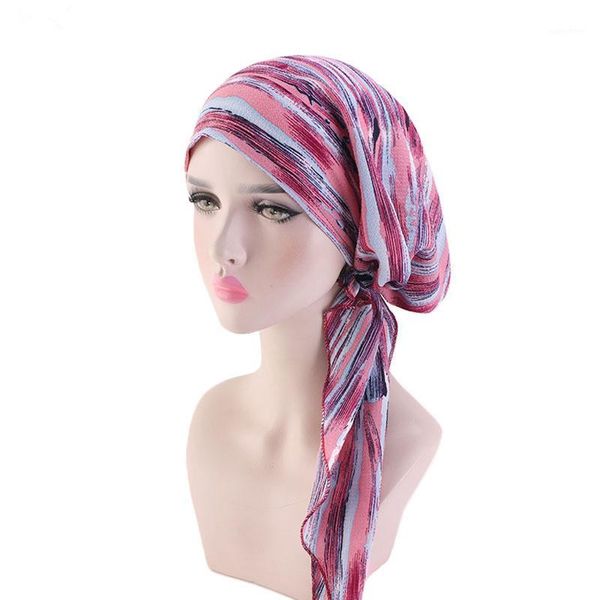 

helisopus pre-tied turban flower printed chemo beanies bonnet caps hair loss headscarf accessories for women1