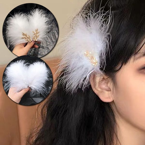 

1/2pcs fairy white feather headdress hair clip women girls personality sweet feather hair accessories women wedding accessories, Silver