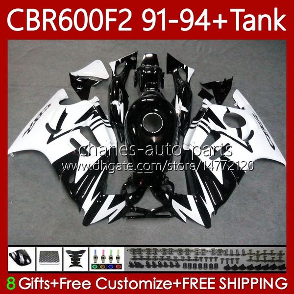 Bodywork + Tanque para Honda CBR 600 F2 CC 91-94 Corpo 63No.148 CBR 600FS 600F2 CBR600 FS CBR600F2 91 92 93 94 CBR600-F2 600cc CBR600FS 1991 1992 1993 1994 Fairing Black White