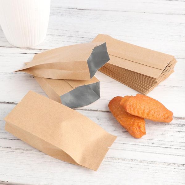 

gift wrap 100pcs kraft paper side gusset bags aluminum foil sealing pouch packaging bag for tea dried fruit (10.5x5x2)