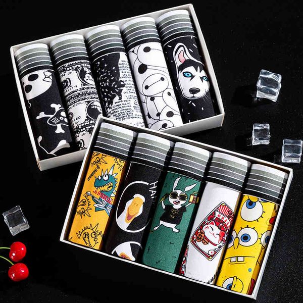 

cartoon men's underwear middle waist young student's boxer panti, White;black