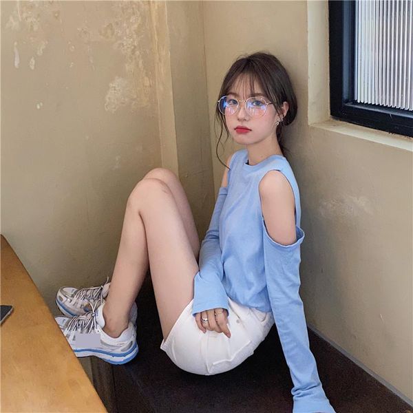 

women's t-shirt solid color long sleeve t shirt women turtleneck hollow out tshirt fashion spring autumn basic tee, White