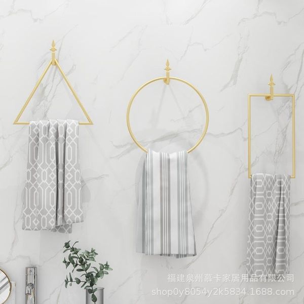 

nordic modern iron decoration towel frame golden black home art wall rings
