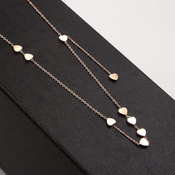 

pendant necklaces martick personality romantic nine hearts link chain necklace for woman rose gold/gold/silver color jewelry p152
