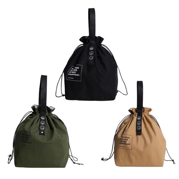 

storage bags insulation lunch box portable tooling style bag thermal food boxes handbag canvas student meal shoulder for women