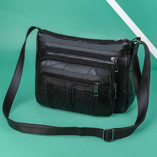 

evening bags fashion vintage washed soft leather crossbody messenger bag ladies multi-pocket middle-aged mother shoulder bolsa feminina