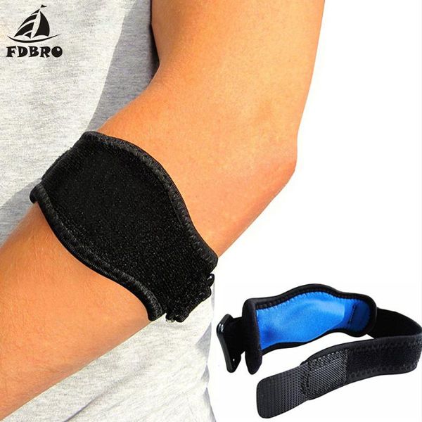 

elbow & knee pads fdbro basketball badminton tennis golf support golfer strap adjustable pad lateral pain syndrome epicondylitis brace, Black;gray