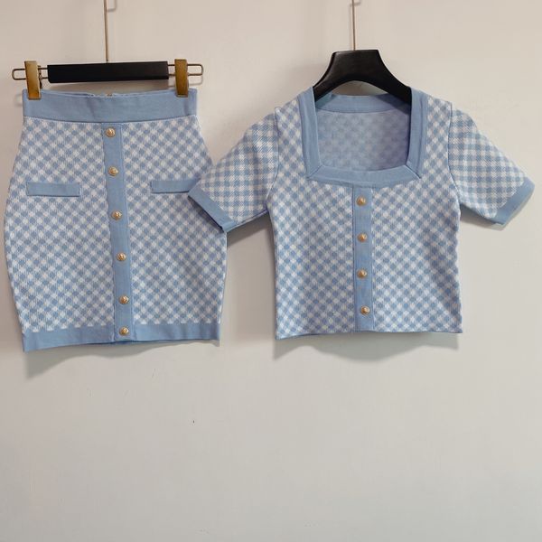 

512 2021 spring summer brand same style two pieces sets square neck empire short sleeve sc, White