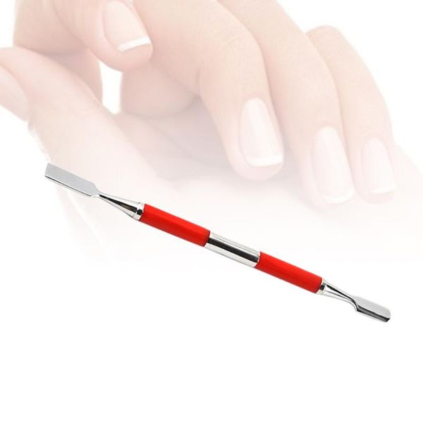 

stainless steel double head anti-slip handle dead skin push dual-use nail manicure auxiliary tool (red) cuticle pushers