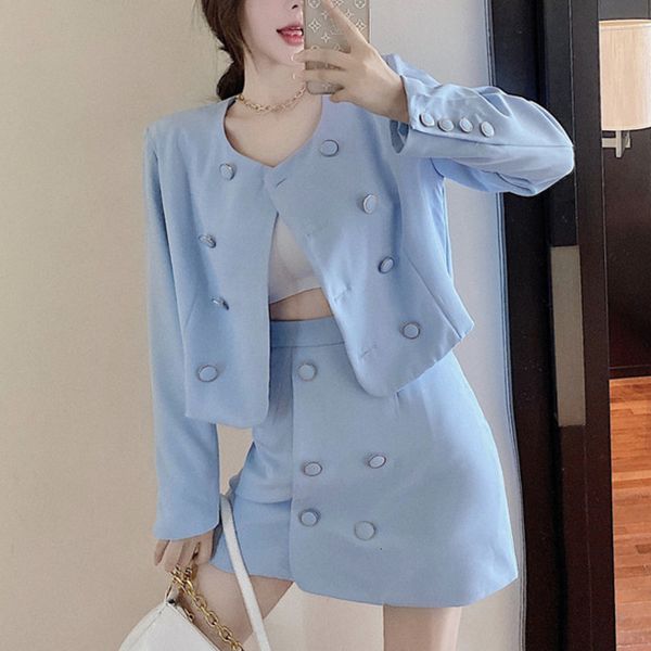 

skirts korean office ladies formal ensemble casual autumn 2 female piece gather short coat + mini skirt two pieces together, Black