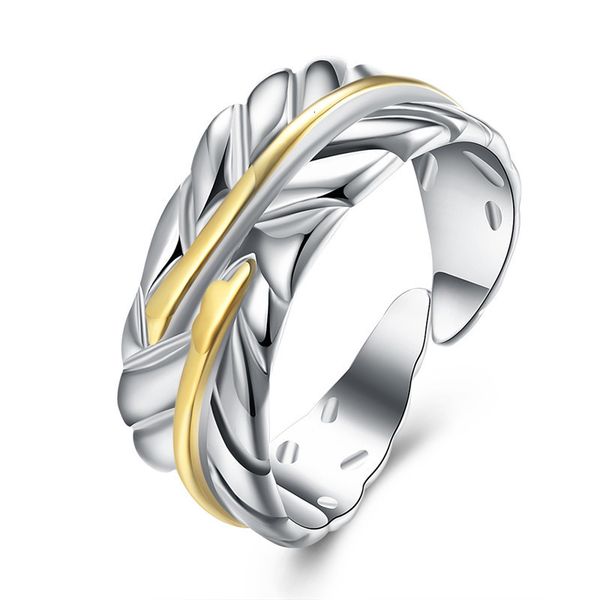 

jewelry fashion jewelry opening color separation feather ring, Silver