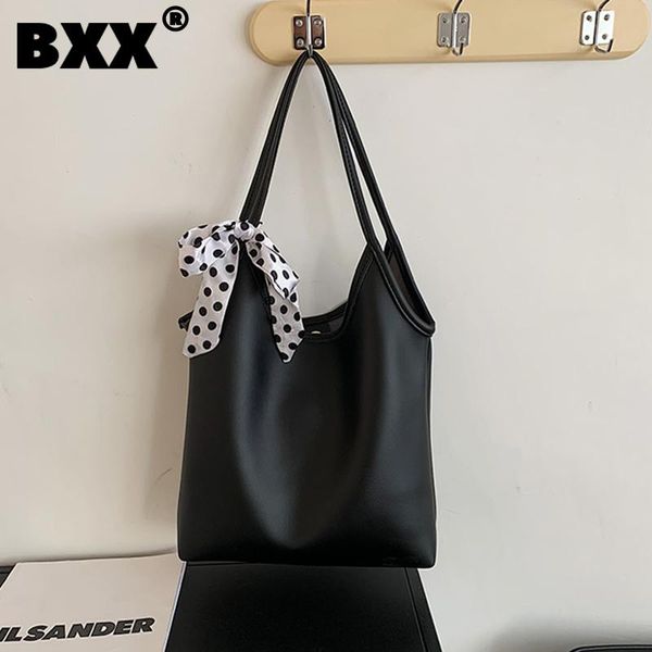 

[bxx] vintage black pu leather buucket bags simple women 2021 fashion shoulder hand bag lady trend handbags purses cb627