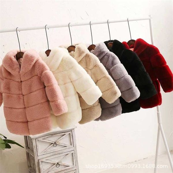 

girl faux fur coat / winter hoody 6 colors available 211204, Blue;gray