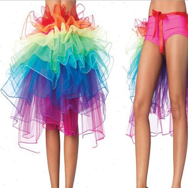 

1 womens skirt pc female peacock dance rainbow tail bustle colorful women skirts summer fluffy tutu, Black