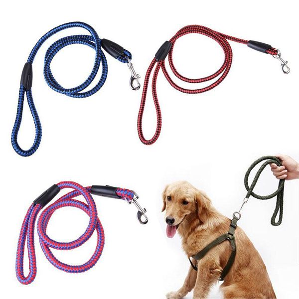 

dog collars & leashes 120cm durable pet cat collar harness plaid braided nylon rope comfortable dogs leash lead strap belt