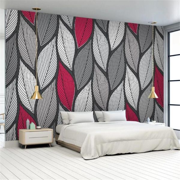 

wallpapers mi'lo'fi custom 3d wallpaper mural european modern minimalist retro nostalgic color plant leaf living room background w