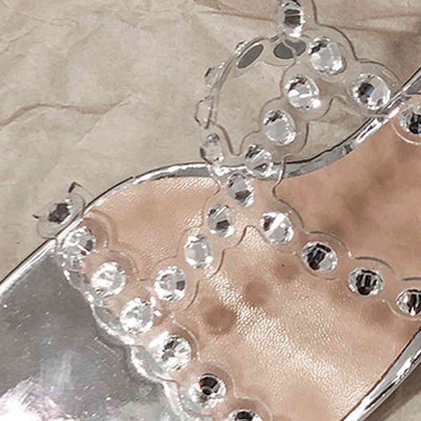 

slippers beyarne fashion crystal transparent pumps women shoes high heels summer ladies o1u3, Black