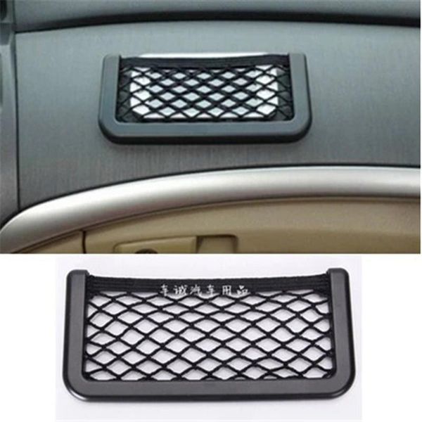 

car organizer 3pcs universal net bag phone holder storage pocket mesh for wallet, keys, pens, and more
