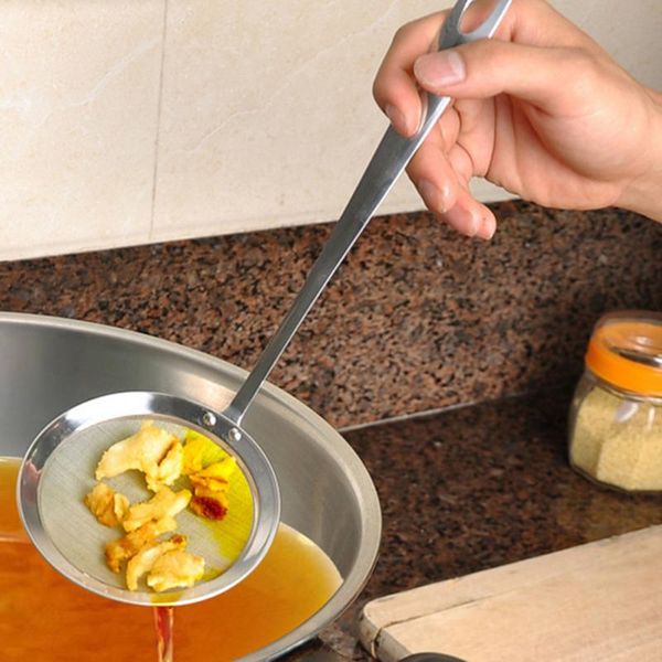 

spoons round network stainless steel colander spoon filter oil grid scoop foam filtering spoon#4