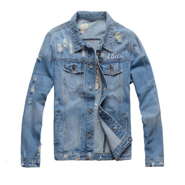 

famous mens stylist jackets men women retro casual hip hop embroidery ripped denim jacket coat, Black;brown