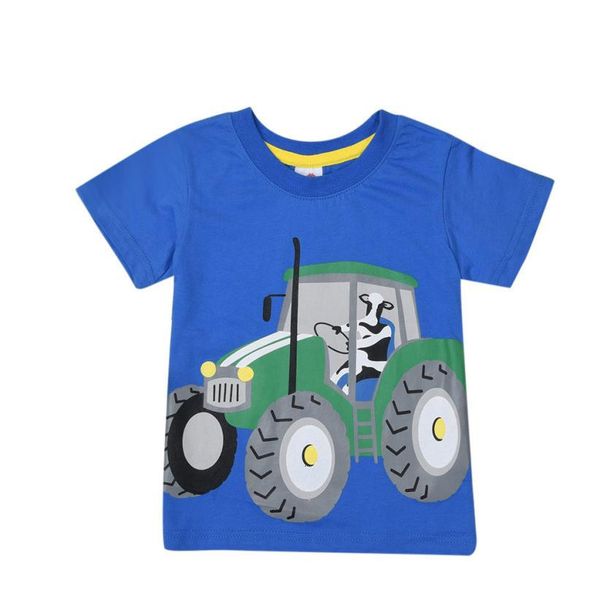 

t-shirts children's short sleeve cartoon tractor print t-shirt boys kid t shirts baby girls clothing n1jo, Blue