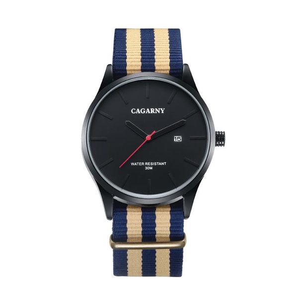 

wristwatches brand cagarny men's fashion simple nylon strap quartz watch luxury japanese movement male clock relogio masculino, Slivery;brown