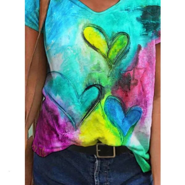 

women's t-shirt 2021 summer v-neck butterfly print short sleeve 9xj9, White