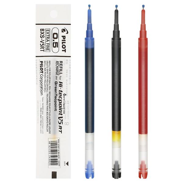 

refills 3pcs pilot gel pen bxs-v5rt 0.5mm needle type nib suitable for bxrt-v5 bx-gr5 blrt-vb5 black blue red green, Black;red