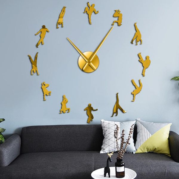

wall clocks capoeira art large diy clock brazilian martial capoeiristas silhouettes mirror surface watch sport home decor