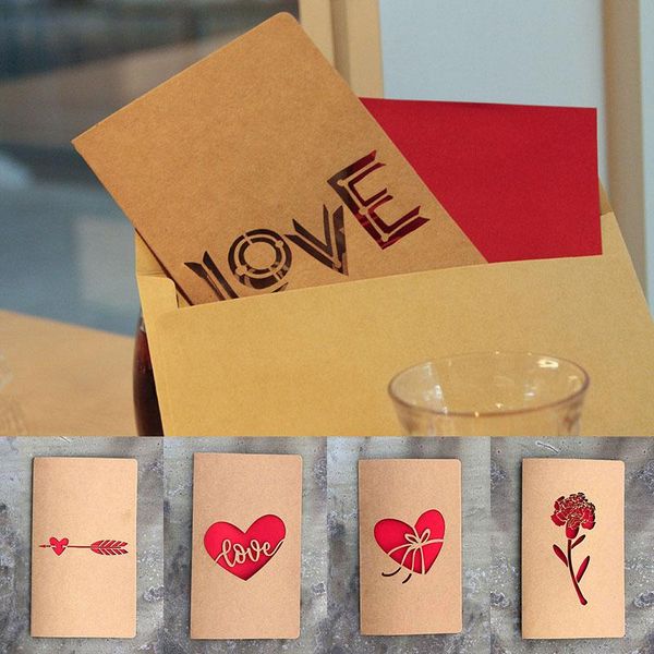 

greeting cards c valentine's day love card retro kraft paper gift thanksgiving birthday thank you postcard