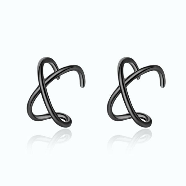 

clip-on & screw back punk stylish man clip on earrings black color party jewelry girls daily street fashion without pierced, Silver