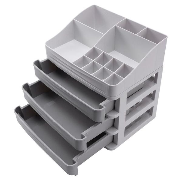 

storage boxes & bins plastic cosmetic drawer makeup organizer box container desksundry case(3-layer+partition )