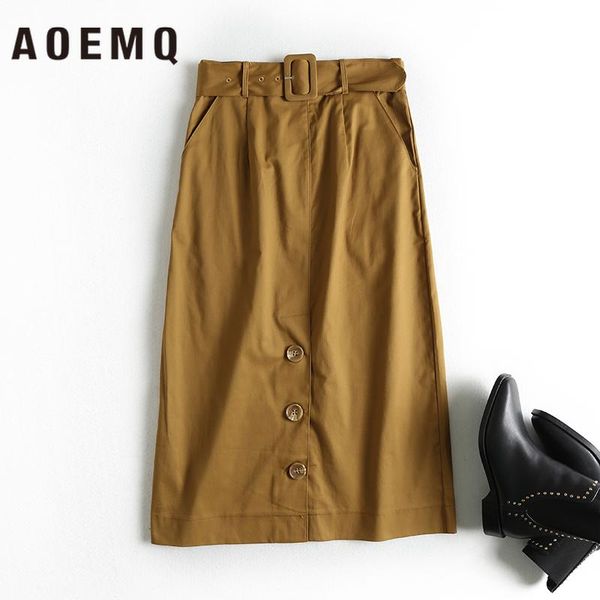 

skirts solid khaki/black color office lady with belt adjustable waist military uniform bottoms clothing