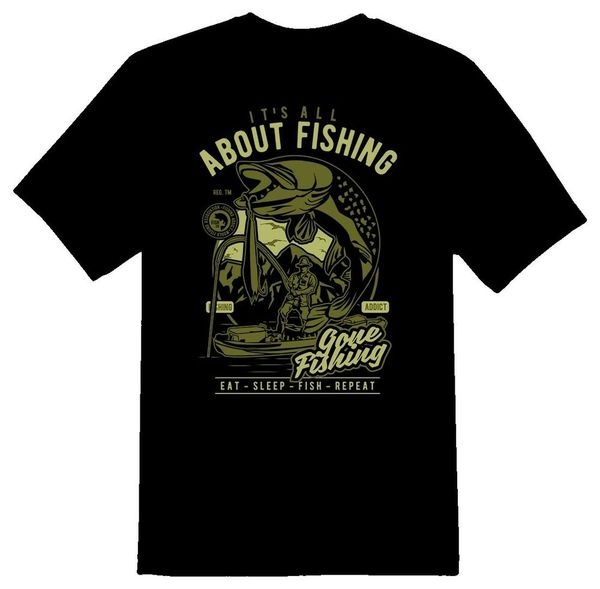 

all about fishing gone fishing tee shirt black or white, White;black
