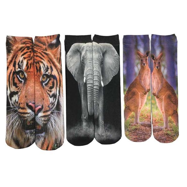 

men's socks [36-40] three dimensional printing and dyeing cartoon animal fashionable novel personality street funny skateboard, Black