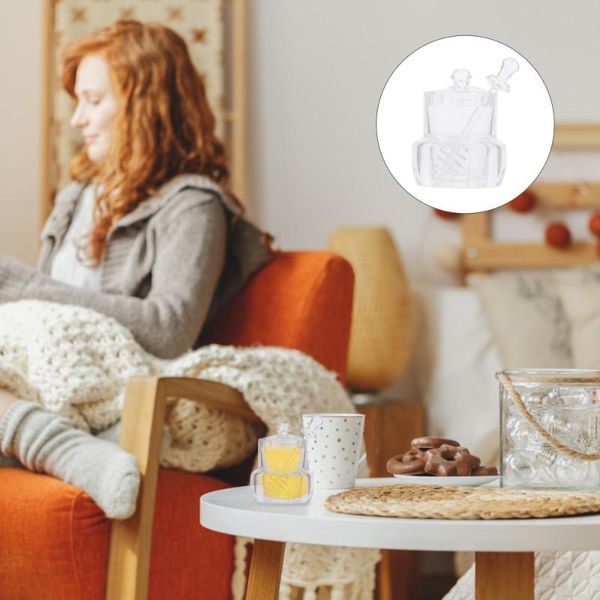 

spoons 1 set honey jar with dipper acrylic pot dispenser lid