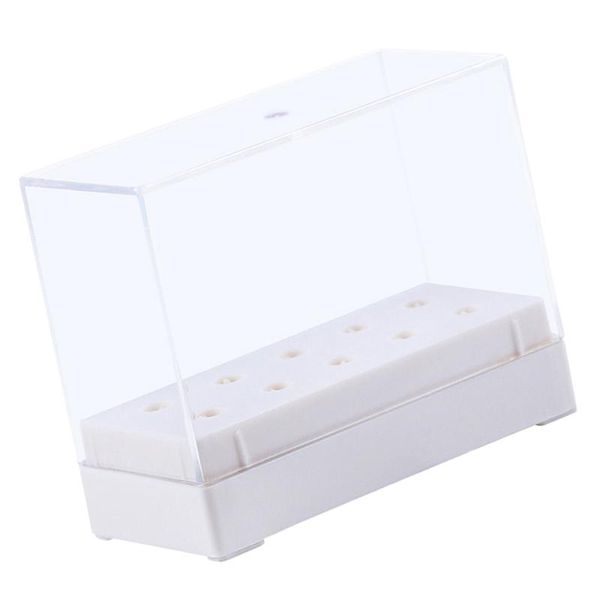 

nail art kits square drill bit stand case displayer manicure box w/ clear lid