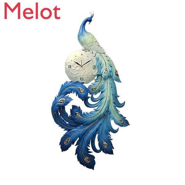 

peacock wall clock living room chinese style personality art light luxury home decorate fashion creative pocket clocks