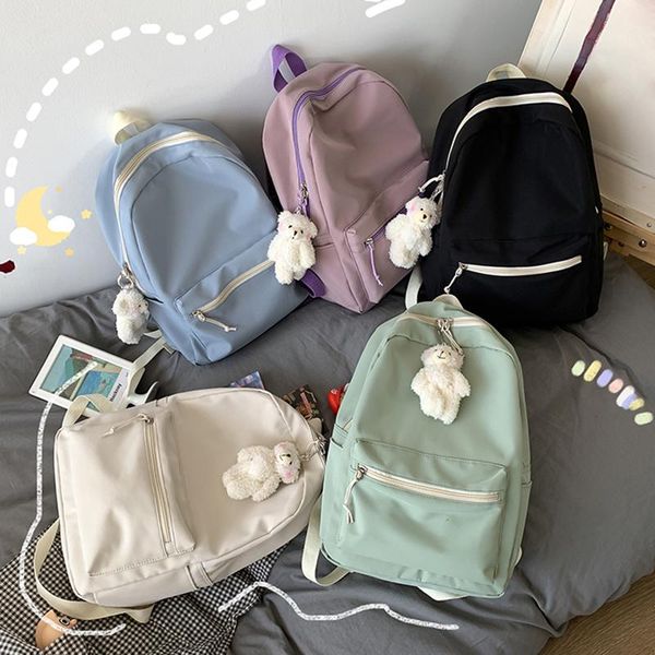 

backpack women solid color fashion school bag for teenage girl shoulder female student cute