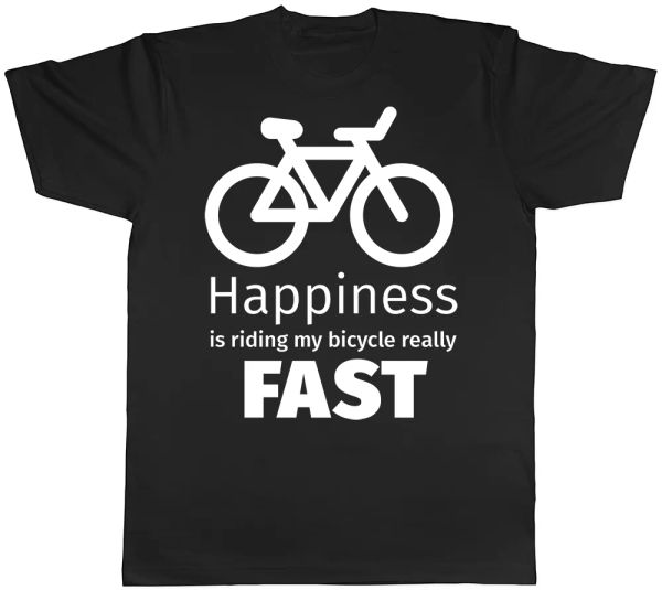 

happiness is riding my bicycle really fast mens short sleeve t-shirt, White;black