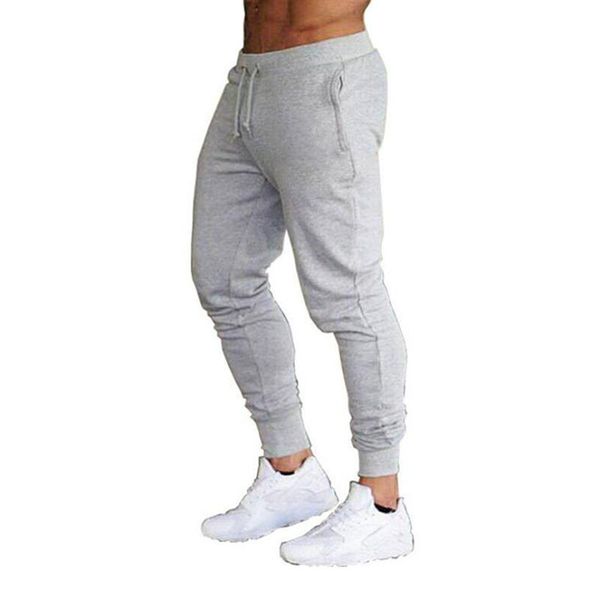 

men's pants casual men running sports jogging sport pencil bodybuilding joggers gym trousers, Black