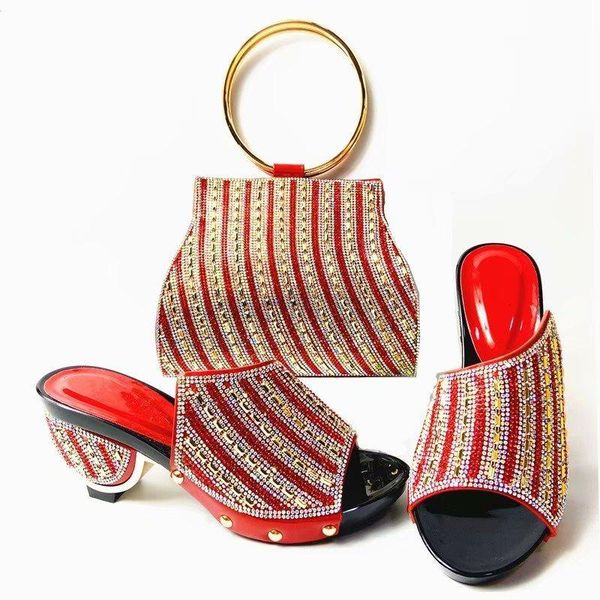 

dress shoes gorgeous wedding red high heel matching with purse handbag set for lady asb5 height 7cm, Black