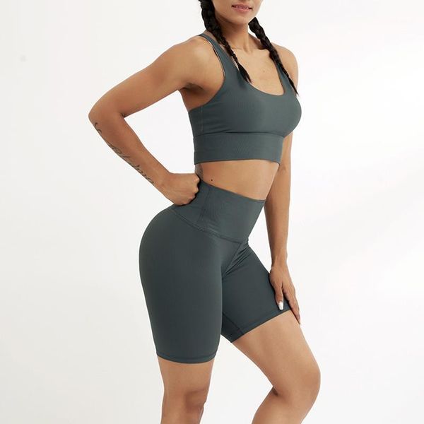 

yoga outfit women seamless exercise training set push up suit summer breathable biker short sport clothing gym fitness